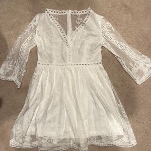 No Brand - White Sexy Laced Dress